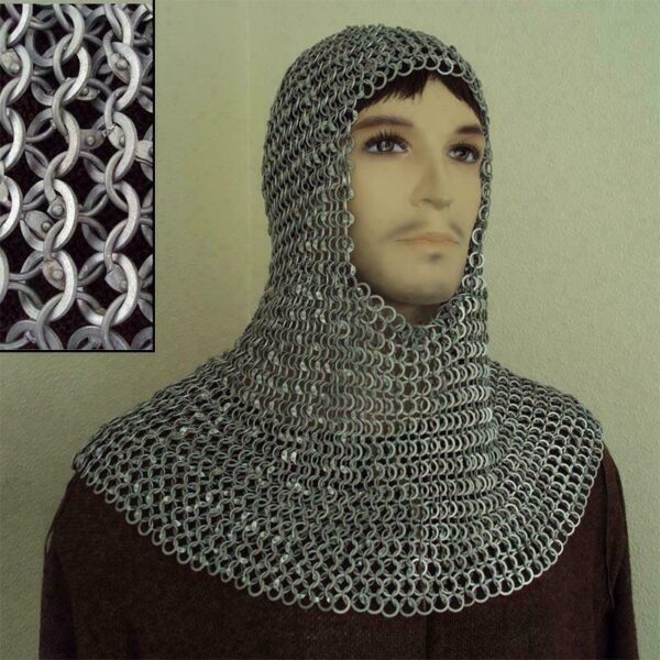 10 mm Flat Riveted With Washer Chain Mail Hood Aluminium Coif