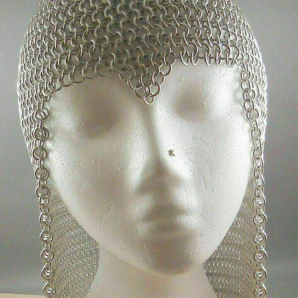 Chainmail Coif Aluminium Mail Hood Medieval Reenactment Armour Costume Headgear