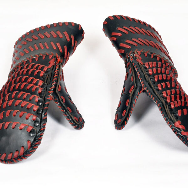 Knight Gloves Leather Gauntlet Knights Armor Black & Red