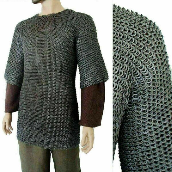 Medieval Riveted Chainmail Shirt Mild Steel Chain mail Large Size Reenactment