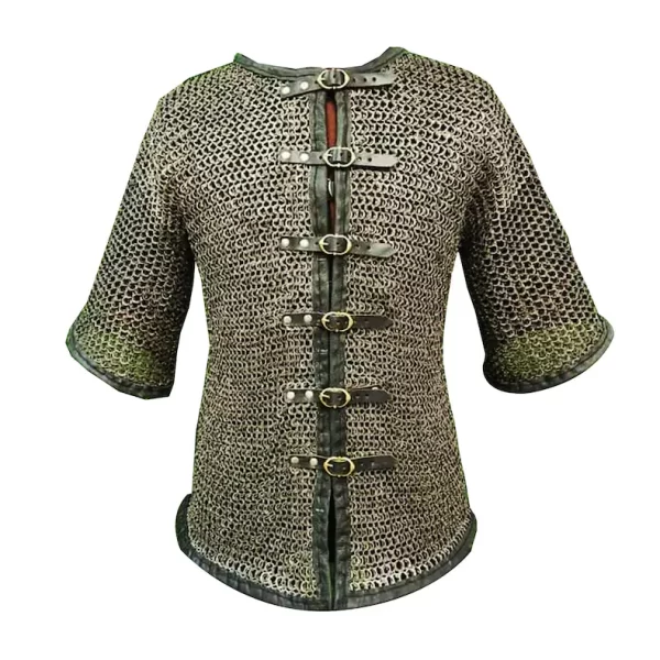 8 mm Riveted Chainmail Shirt Leather Closure Mail Hauberk Reenactment